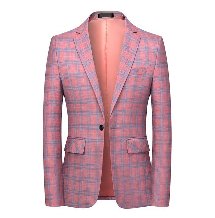 Men's tailored checked business jacket made of lightweight wool blend with falling lapels Mune Fashion