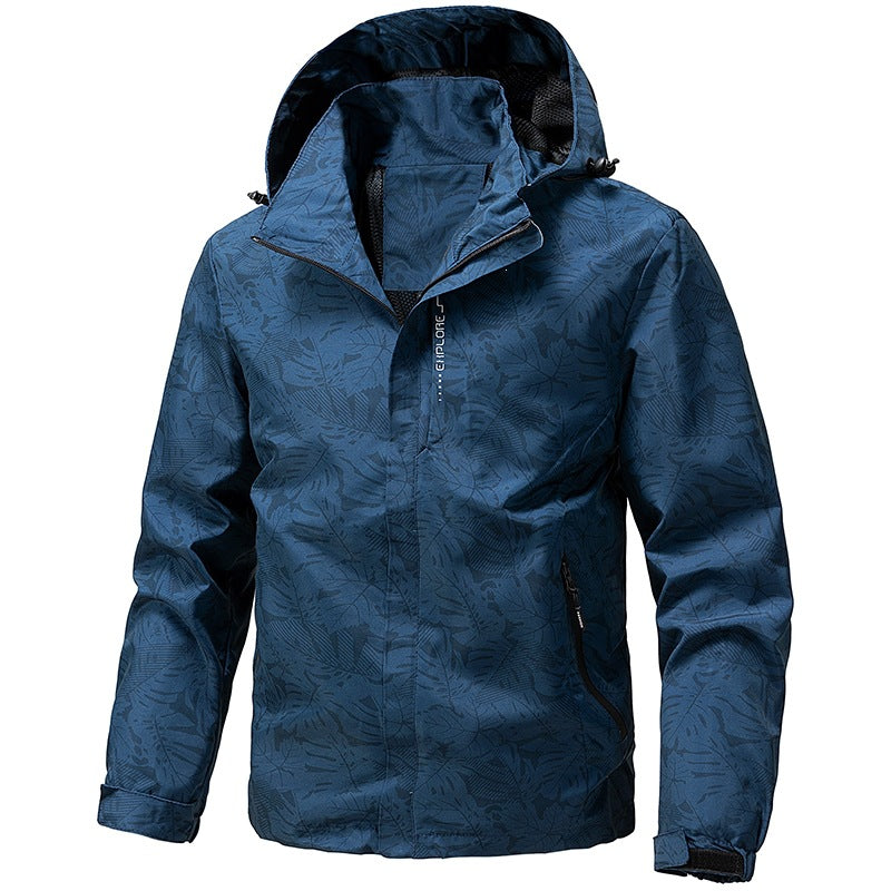 Men's Lightweight Outdoor Jacket with Hood and Print Mune Fashion
