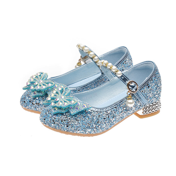 Girls Glittering Ballerinas with Decorative Rhinestone and Pearl Bows Mune Fashion