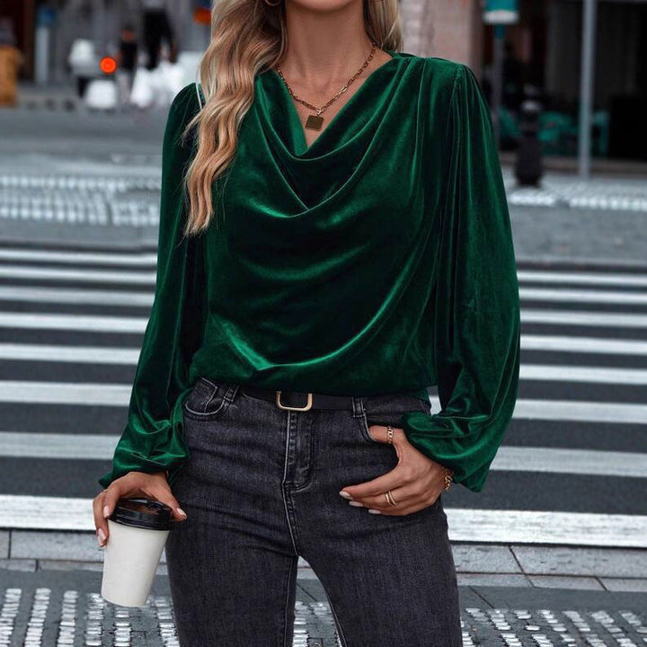 Ladies Elegant Viscose Blouse with Waterfall Neckline Mune
