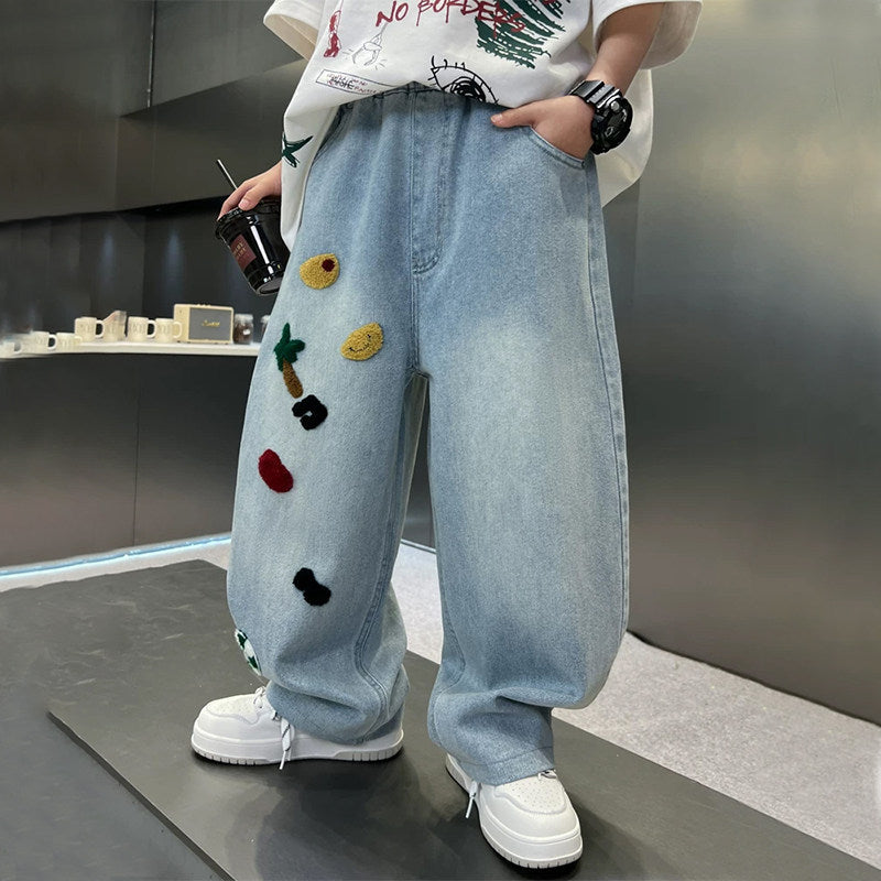 Women Wide Jeans with Creative Applications Mune Fashion