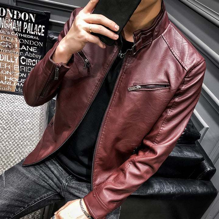 Men's Stylish Faux Leather Jacket with Warm Lining Mune Fashion