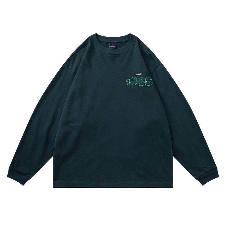 Unisex Oversize-Longsleeve shirt made of cotton blend with ribbed round neck and subtle chest application Mune Fashion