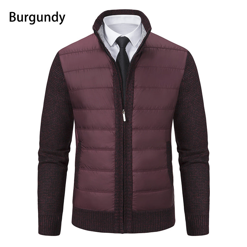 Men's quilted hybrid cardigan with stand-up collar, zipper, and slip pockets Mune Fashion