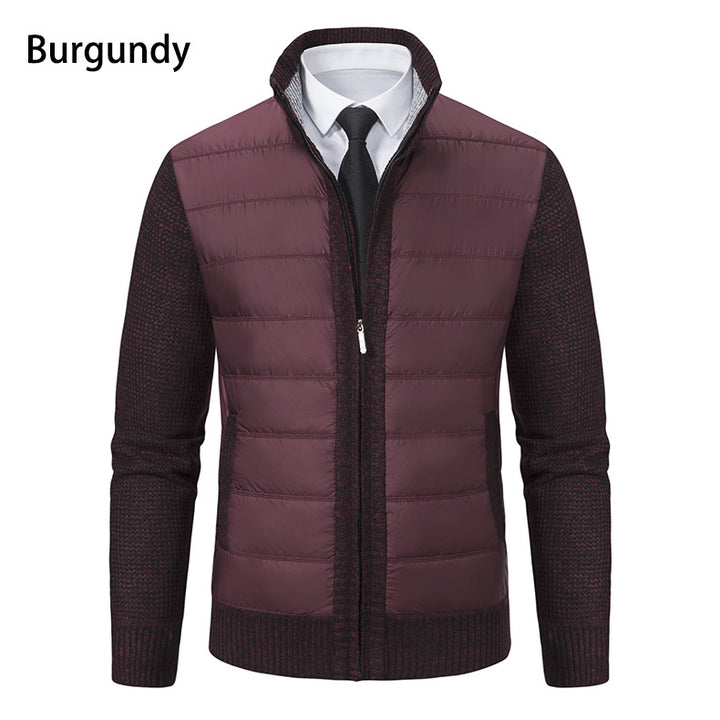 Men's quilted hybrid cardigan with stand-up collar, zipper, and slip pockets Mune Fashion