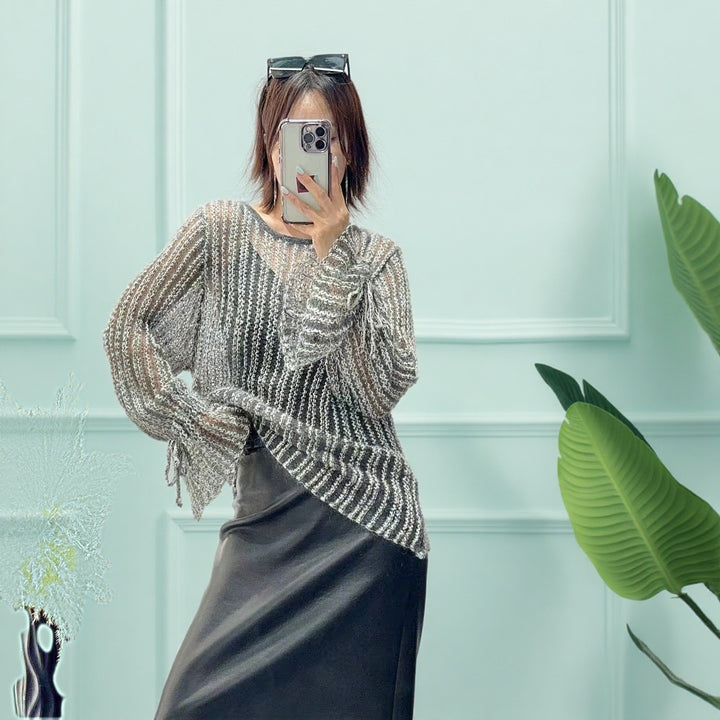 Women Elegant Transparent Sweater Mune Fashion
