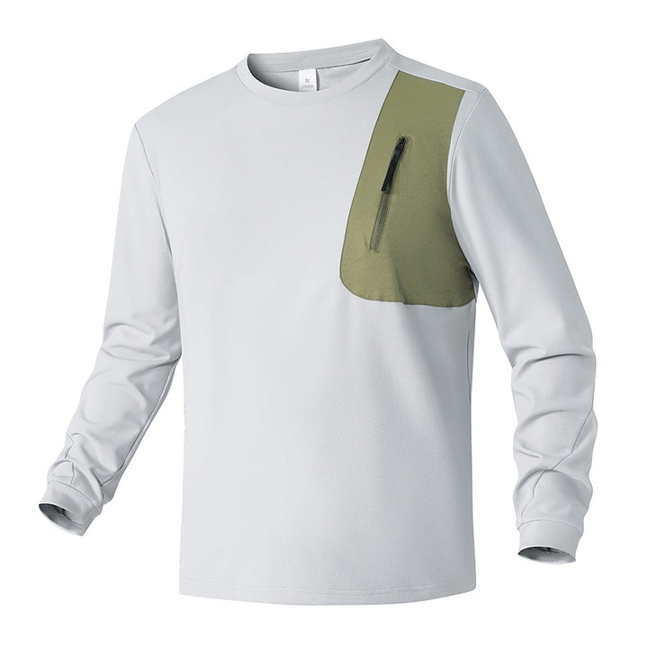 Unisex Oversize Long Sleeve Sweatshirt with Chest Zipper Pocket and Crew Neck Mune Fashion