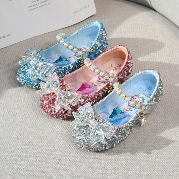 Girls Glitter Ballerinas with Pearl Accent Mune Fashion