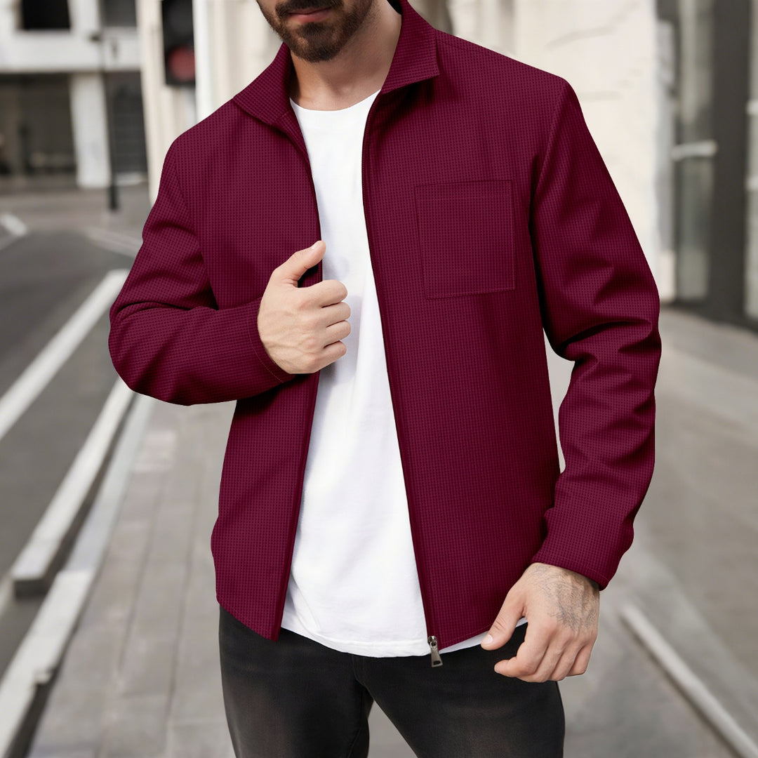 Men's structured zip-over shirt with stand-up collar and patch breast pocket Mune Fashion