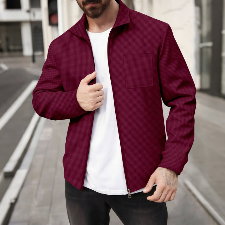 Men's structured zip-over shirt with stand-up collar and patch breast pocket Mune Fashion