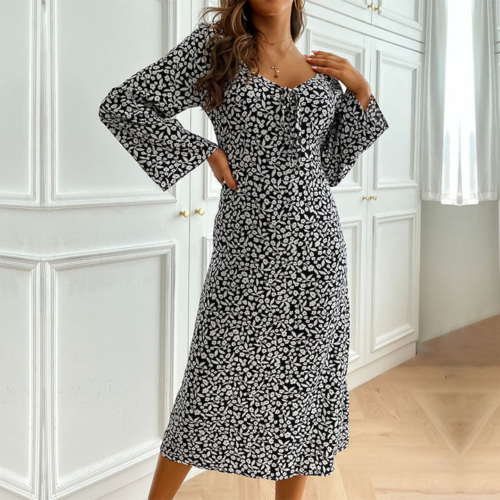 Ladies flower dress with long sleeves Mune Fashion