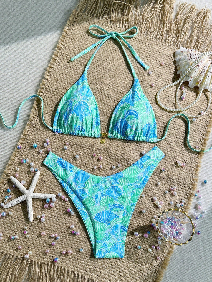 Women Triangle Bikini with Floral Patterns Mune Fashion