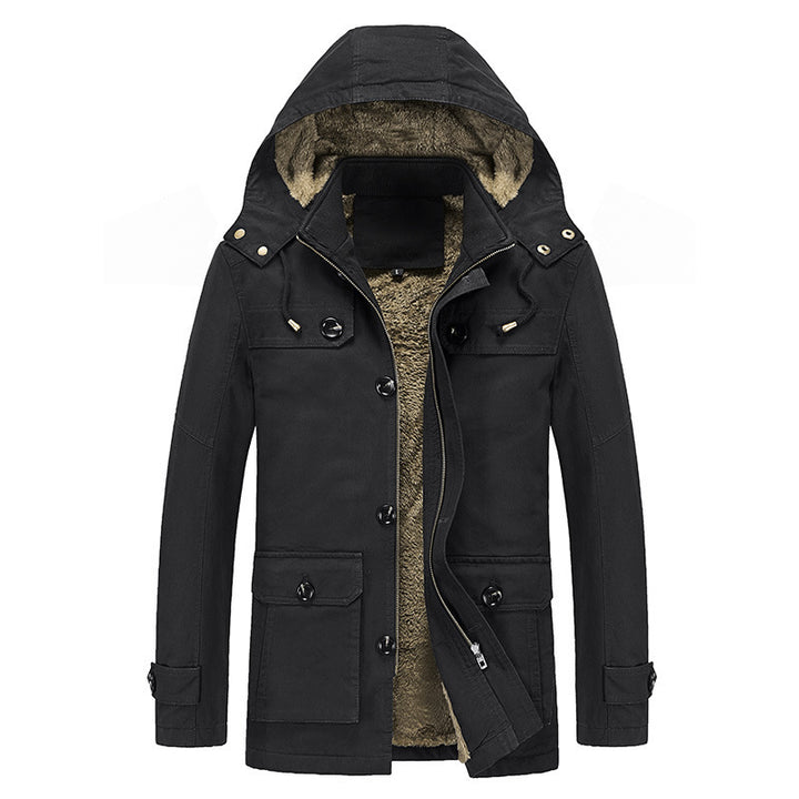 Men's Canvas Military Parka with Teddy Fleece Lining and Multifunctional Pockets Mune Fashion
