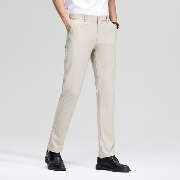 Men's Slim Business Stretch Pants with Crease and Comfort Waistband Mune Fashion