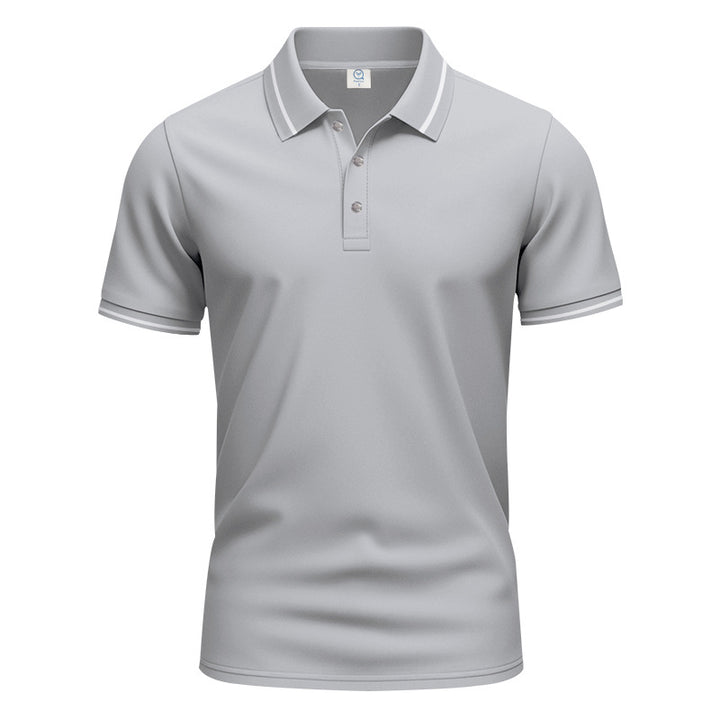 Men's breathable interlock polo shirt with contrast tipping, short button placket and slim silhouette Mune Fashion