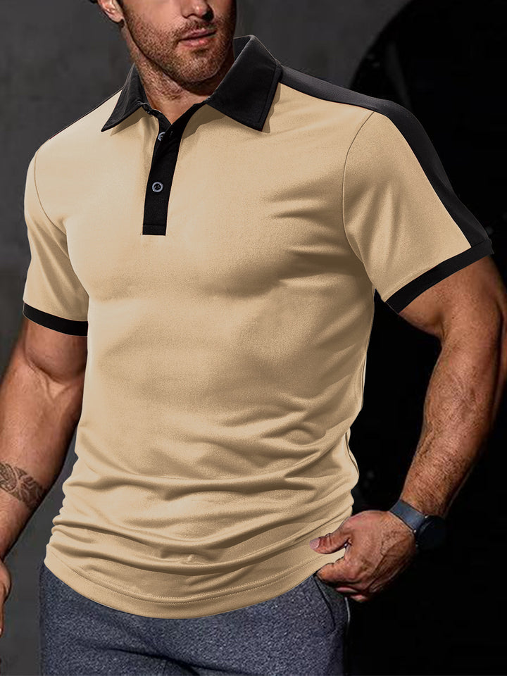 Men's fitted contrast polo shirt with shoulder yoke and shirt collar Mune Fashion