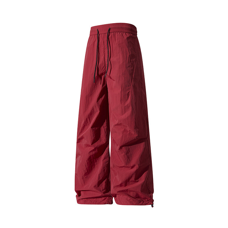 Unisex Wide Technical Nylon Pants with Drawstring and Adjustable Hem Mune Fashion