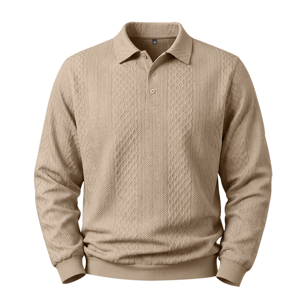 Men's fine-knit polo shirt with cable pattern and ribbed cuffs Mune Fashion