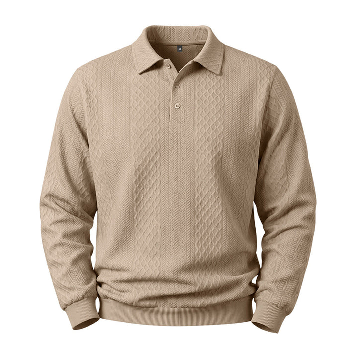 Men's fine-knit polo shirt with cable pattern and ribbed cuffs Mune Fashion