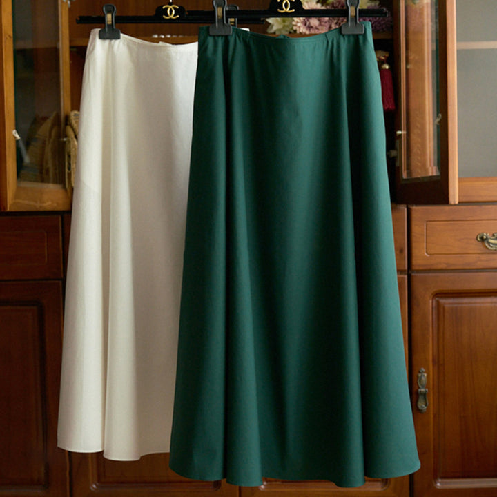 Women's Flowing Midi Skirt with High Waist and Flared A-Line Silhouette Mune Fashion