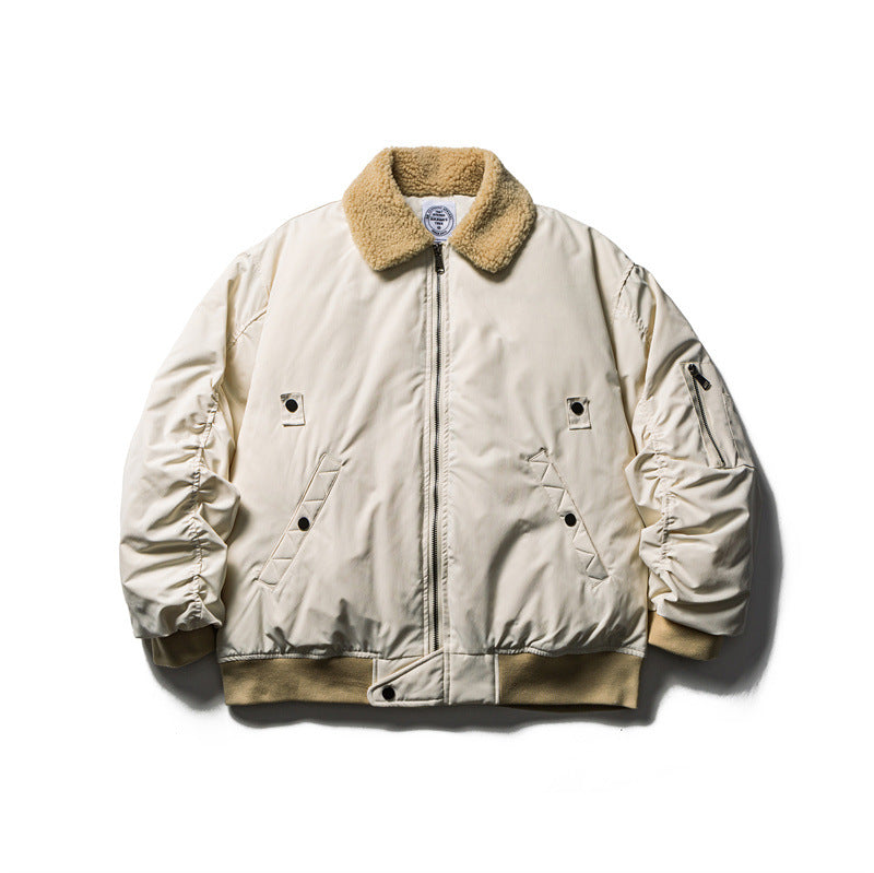 Men's short parka bomber with sherpa collar, padded utility jacket Mune Fashion