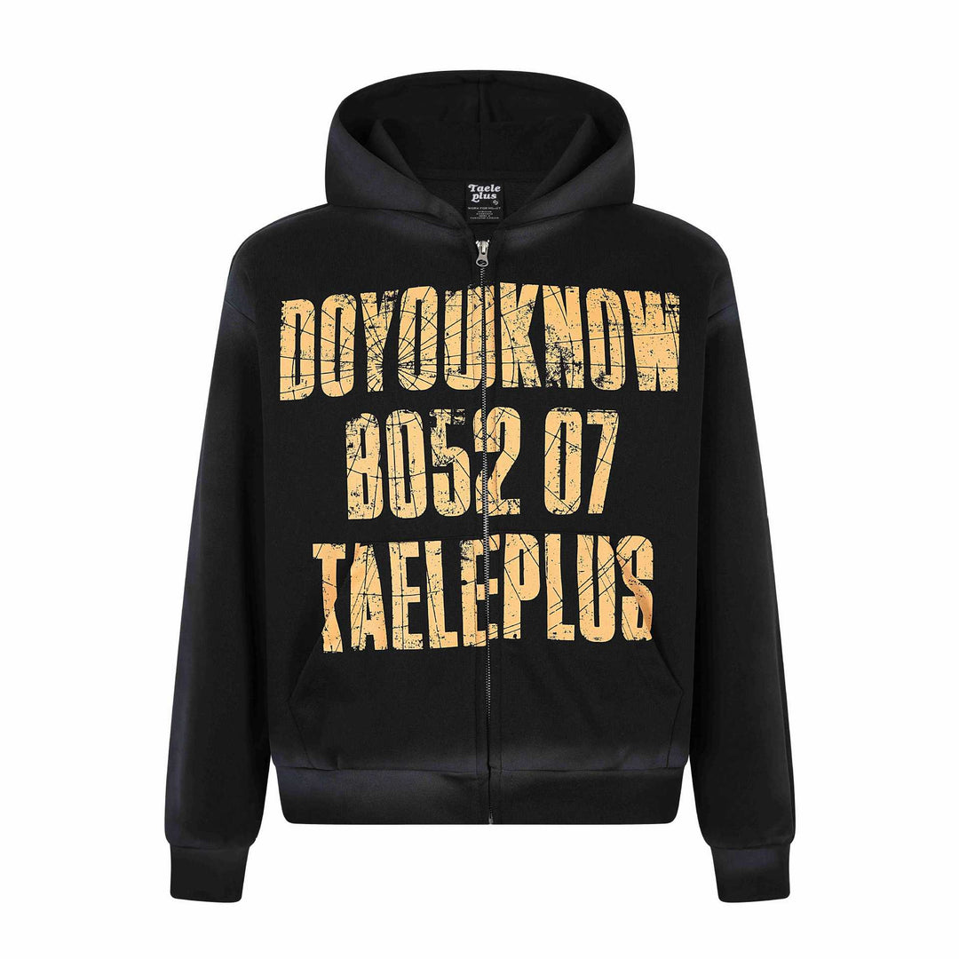 Unisex hooded jacket with full zip, large typo print and kangaroo pocket Mune Fashion