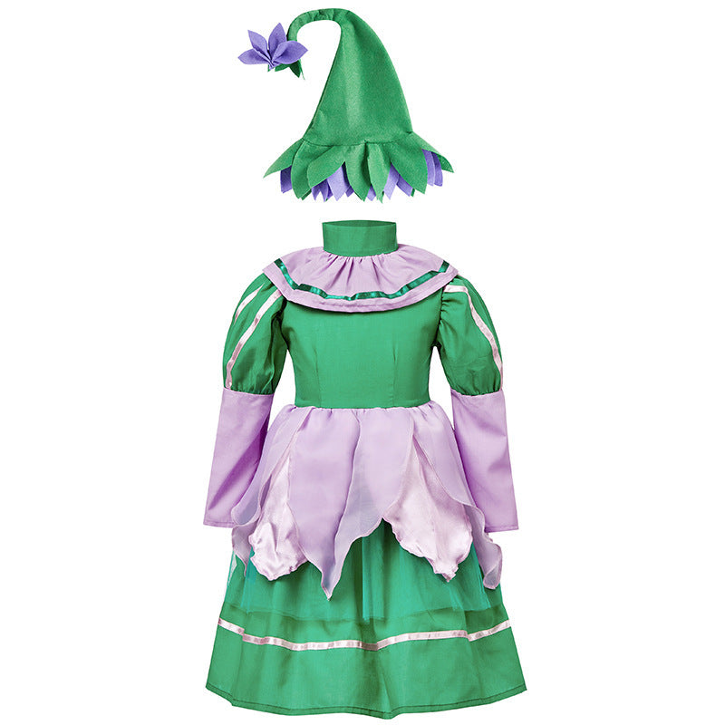 Girl Fairytale Costume with Hat and Decoration Mune Fashion