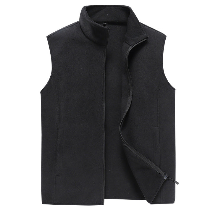 Men's Sleeveless Microfleece Vest with Stand-Up Collar and Concealed Two-Way Zip Mune Fashion