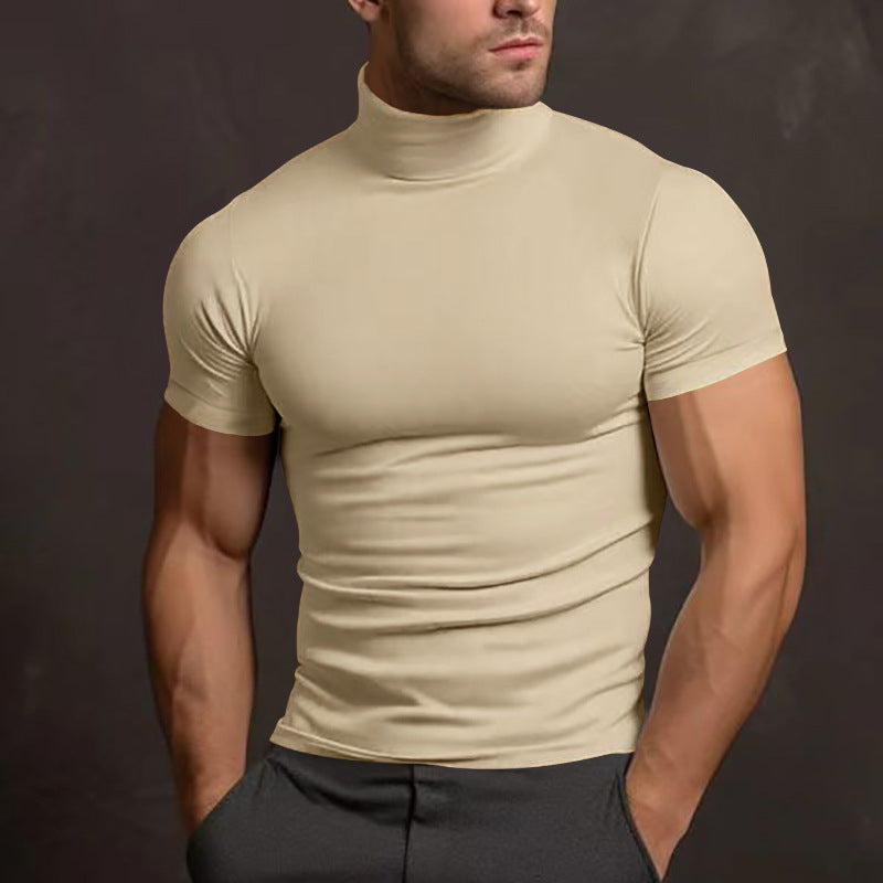 Men's body-hugging short-sleeve roll-neck shirt made of stretch jersey Mune Fashion