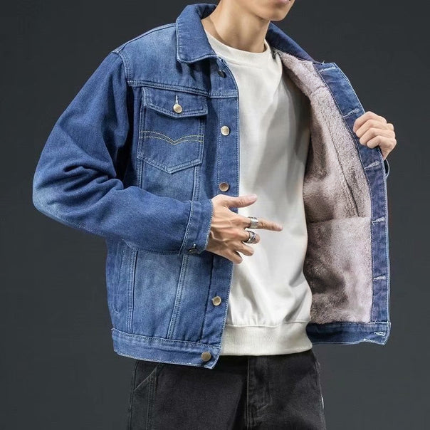 Men's Denim Jacket with Fleece Lining Mune Fashion