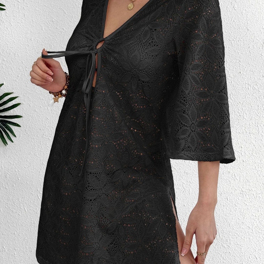 Women’s Crochet Beach Dress with Deep V-Neck Mune Fashion