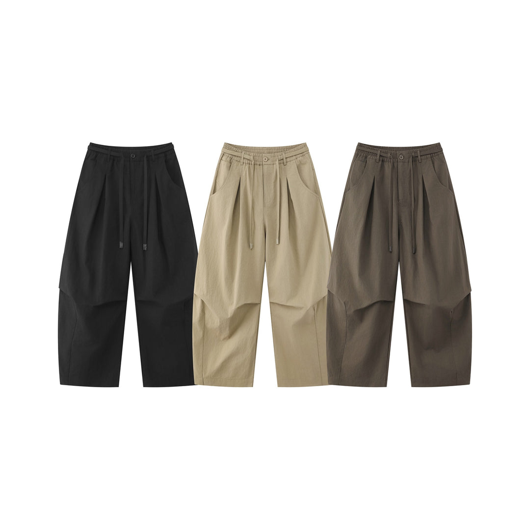 Women's wide culotte trousers with high waist, pleats and drawstring Mune Fashion