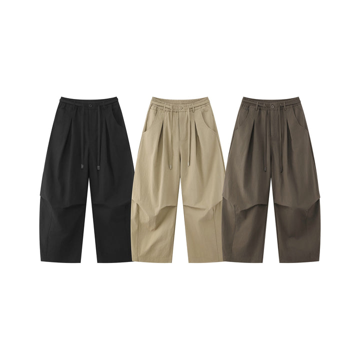 Women's wide culotte trousers with high waist, pleats and drawstring Mune Fashion
