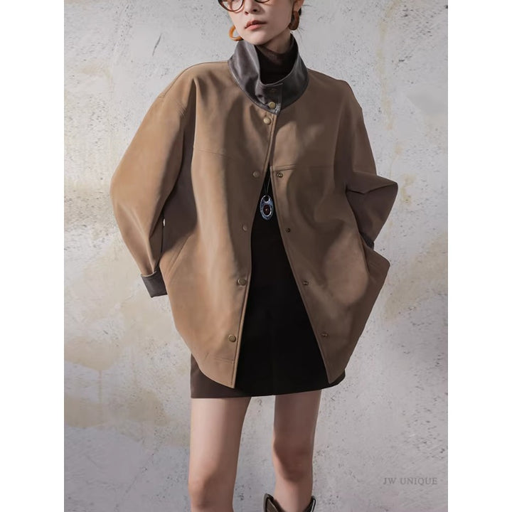 Women's Leather Jacket with Modern Cut Mune Fashion