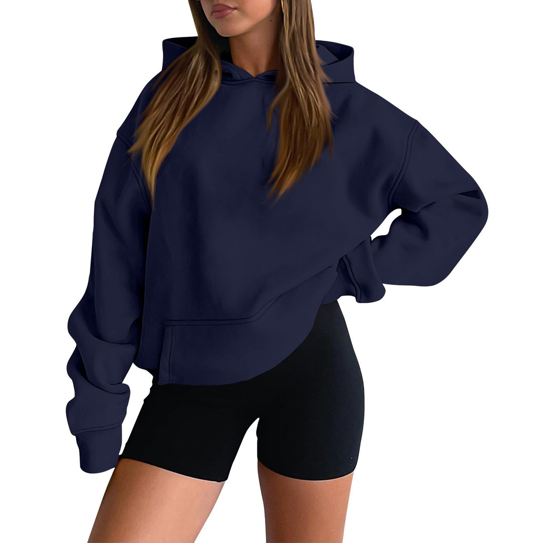 Women’s soft oversized hoodie with asymmetrical hem, kangaroo pocket, and dropped shoulder Mune Fashion
