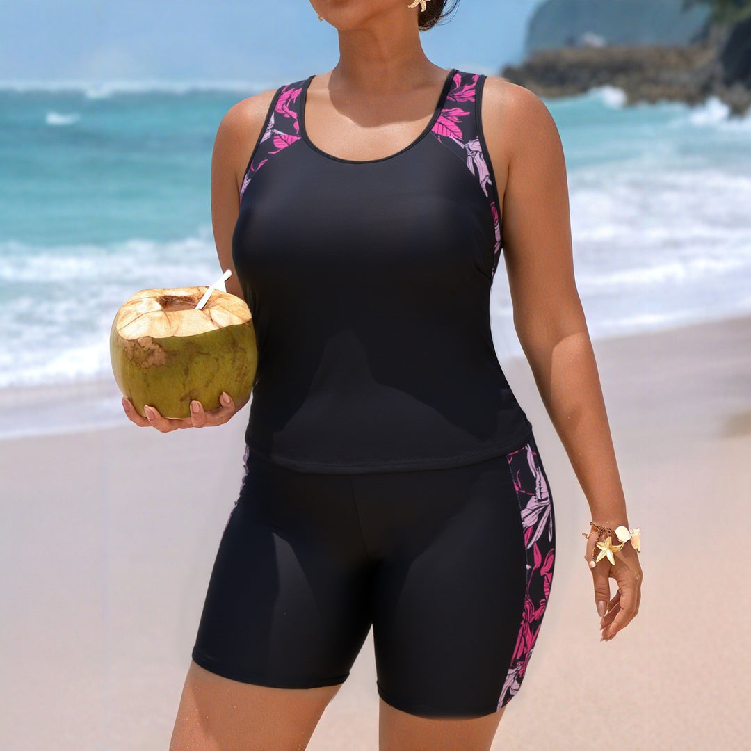 Ladies sporty bathing outfit with floral print Mune Fashion