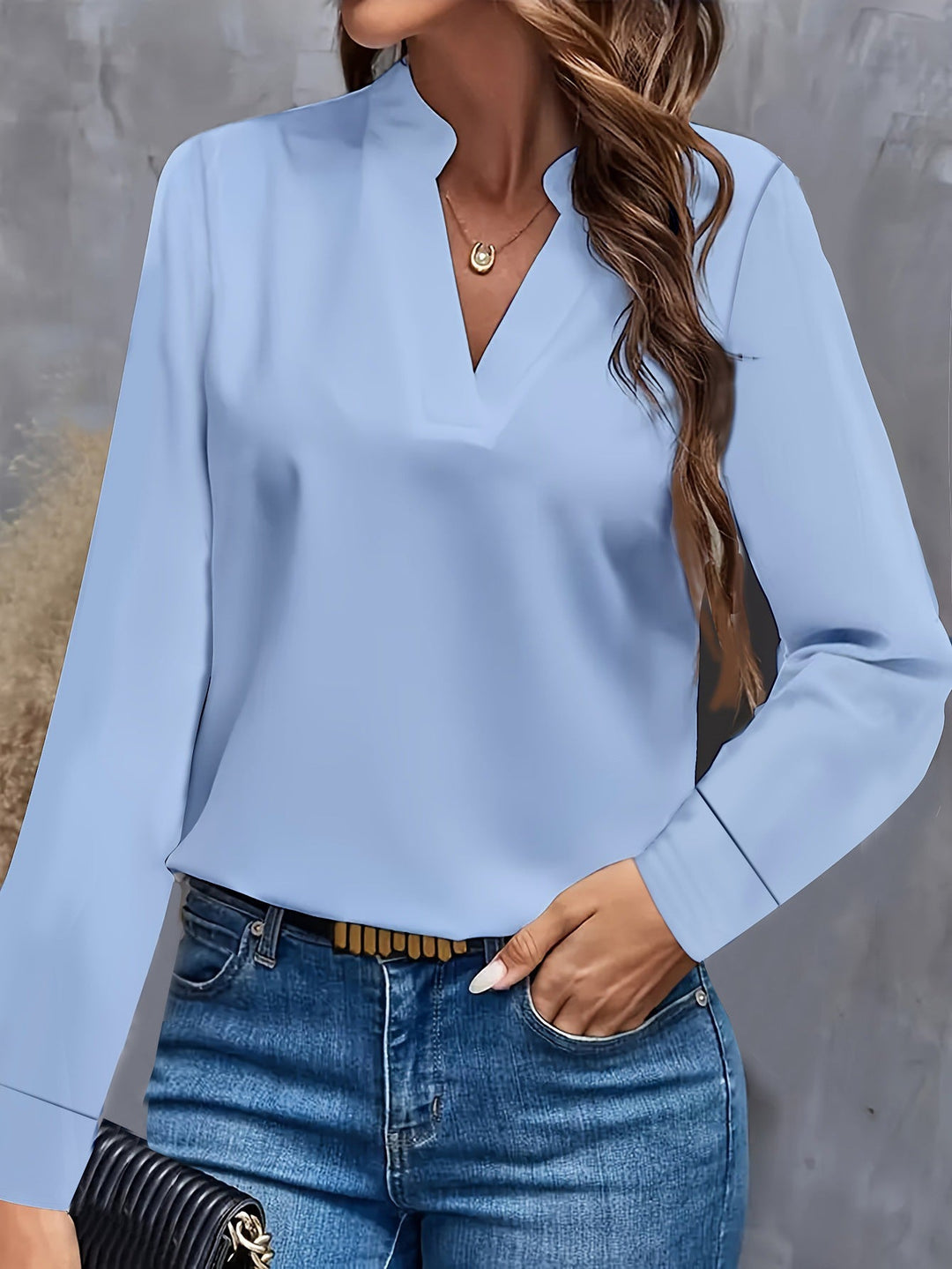 Women’s blouse with stand-up collar and long sleeves Mune Fashion