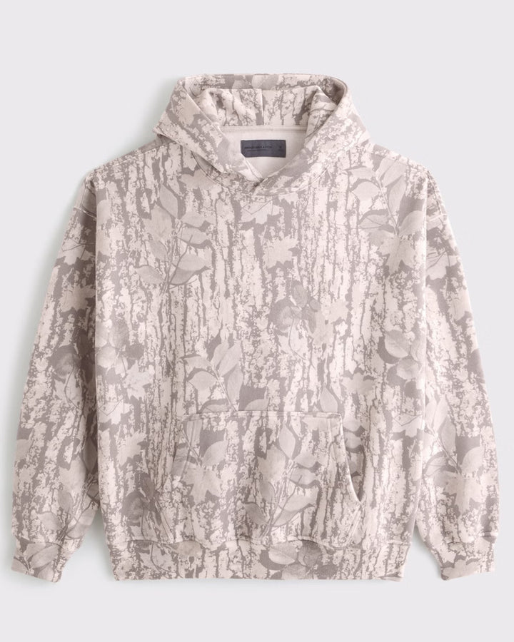 Unisex loose-fit hoodie sweatshirt with subtle leaf texture, double hood without drawstring and kangaroo pocket Mune Fashion