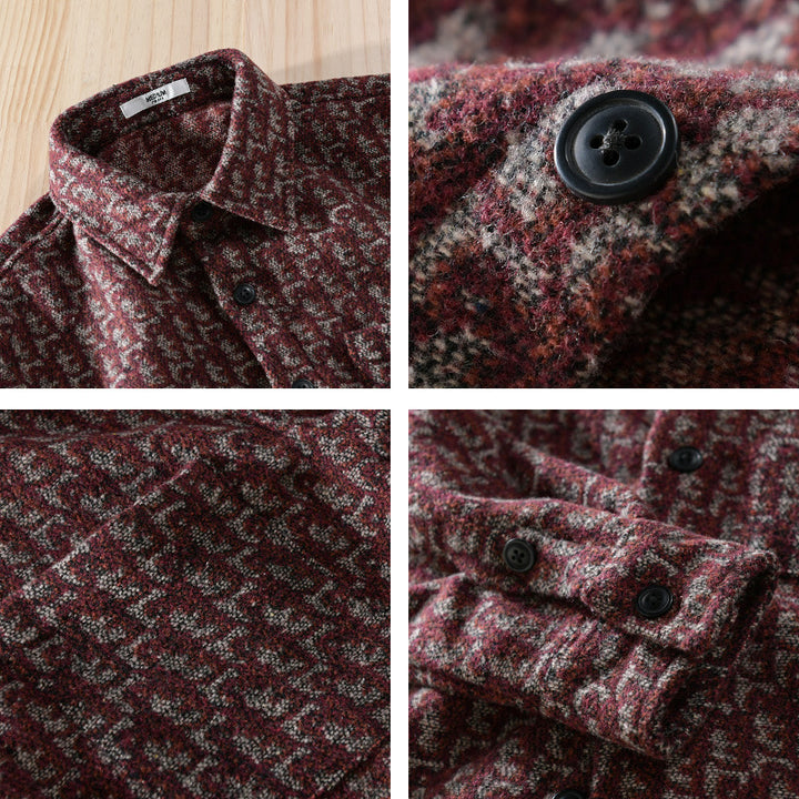 Men's Structured Jacquard Overshirt with Chest Pocket and Relaxed Fit Mune Fashion