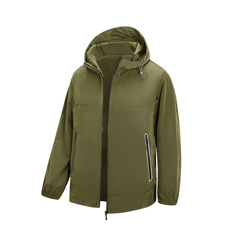 Men's Lightweight Hooded Windbreaker with Water-Repellent Membrane and Reflective Zipper Pockets Mune Fashion