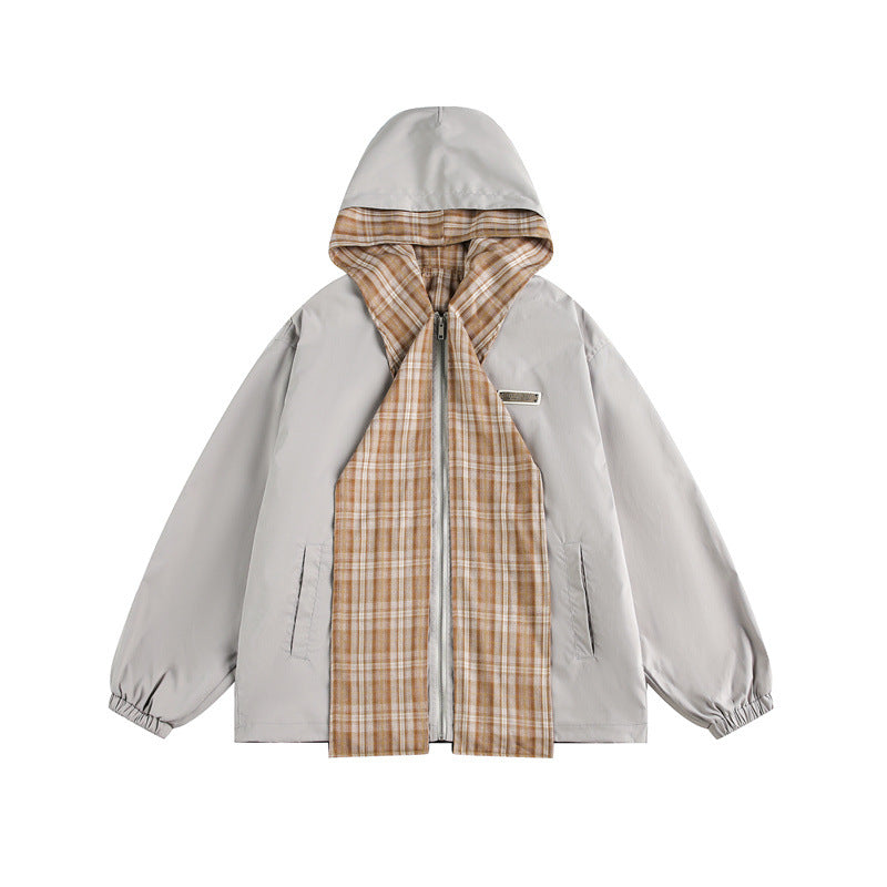 Unisex Two-Layer Hoodie with Checked Inner Placket and Elastic Cuffs Mune Fashion