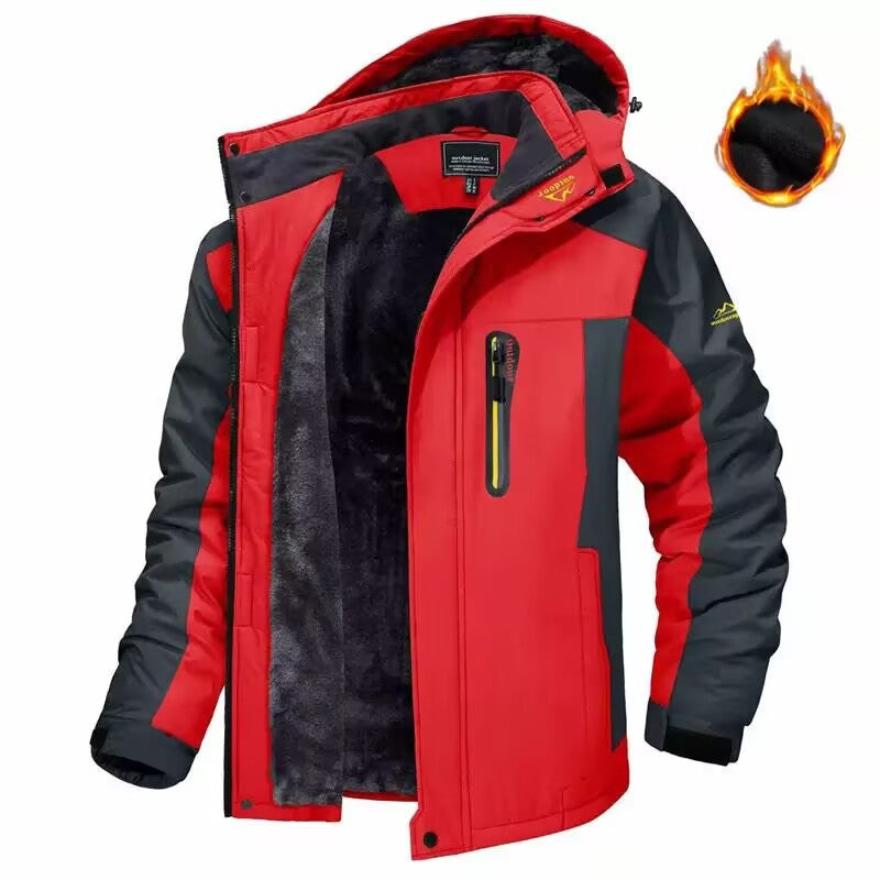 Men's trekking parka with warm teddy lining, detachable hood, and waterproof softshell outer layer Mune Fashion