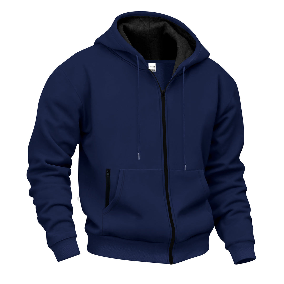 Men's zip hoodie sweat jacket with fleeced inner lining, kangaroo pocket and ribbed cuffs Mune Fashion