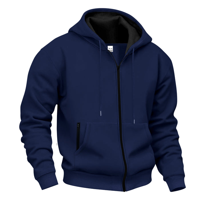Men's zip hoodie sweat jacket with fleeced inner lining, kangaroo pocket and ribbed cuffs Mune Fashion