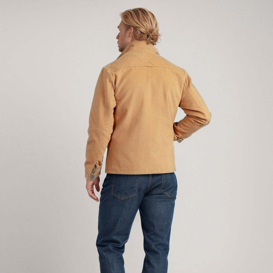 Men's Short Denim Field Jacket with Stand-Up Collar, Zipper, and Applied Chest Pockets Mune Fashion