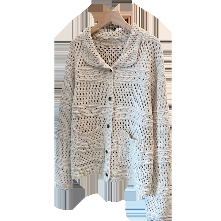Women Casual Knit Cardigan in Lace Pattern Mune Fashion