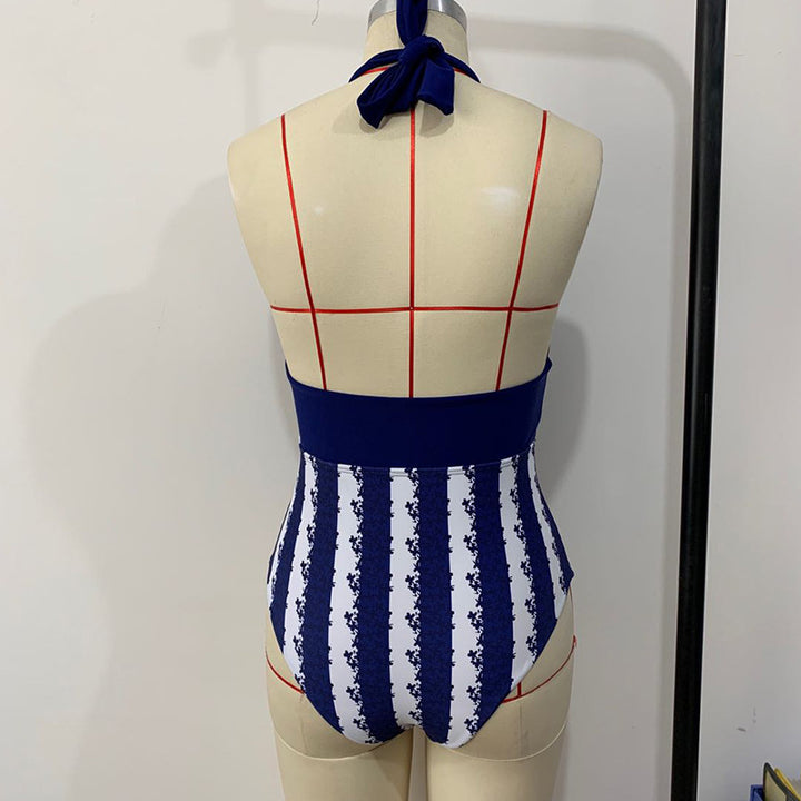 Ladies' one-piece swimsuit with sophisticated wrap band and fashionable neckline Mune Fashion