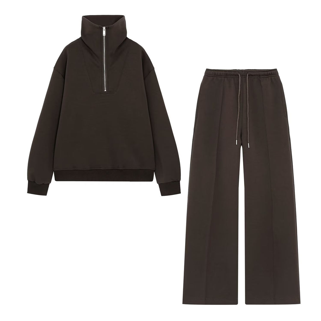 Women's oversized sweatshirt with high stand-up collar and half zip Mune Fashion