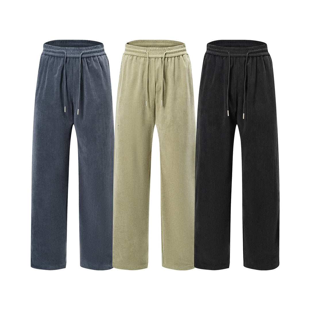 Damen Cordhose mit weitem Bein, elastischem Bund und Kordelzug Mune Fashion