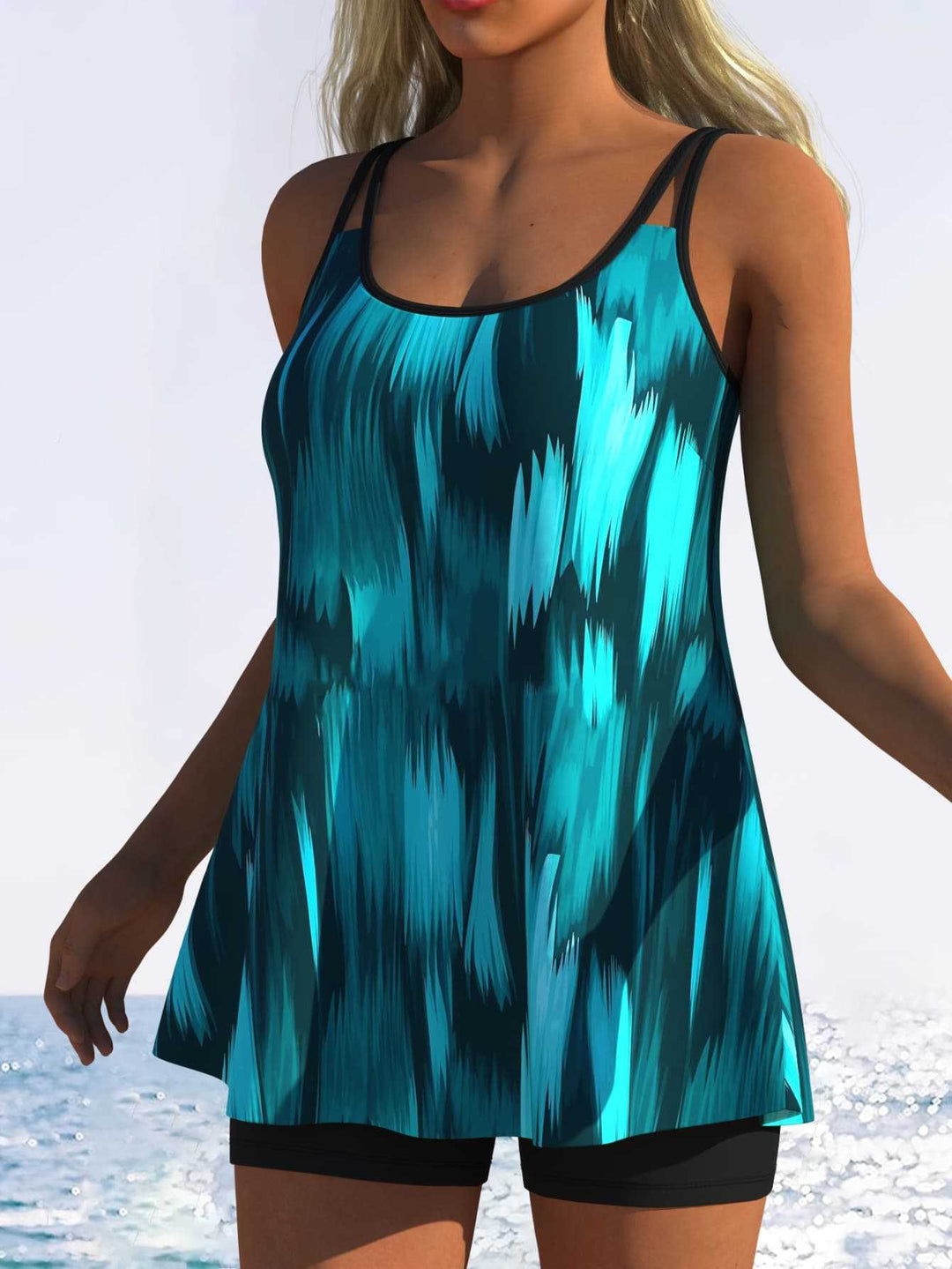 Women's tankini with playful striped pattern and original cut Mune Fashion